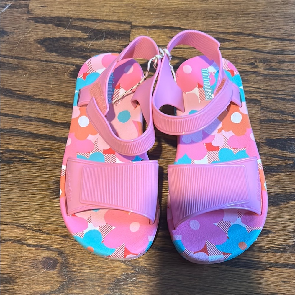 Mini Melissa Pink and Orange Sandals with Adjustable Straps